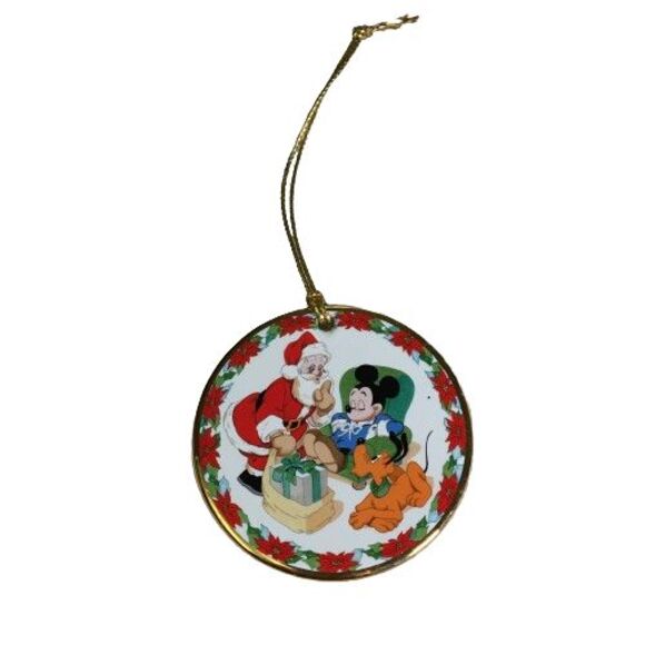 Disney Grolier ‘Tis the Season “Waiting for Santa” Ornament Mickey Mouse Pluto - Picture 2 of 3